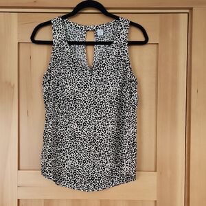 Old Navy Black and White Animal Print Tank Top